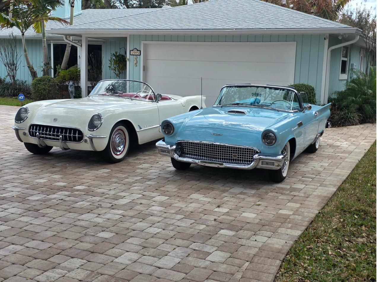 Classic 1954 Corvette engine and interior at Tim's Automotive